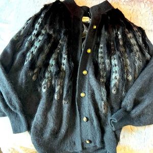 Baluchi Creation Black Rabbit Hair Coat